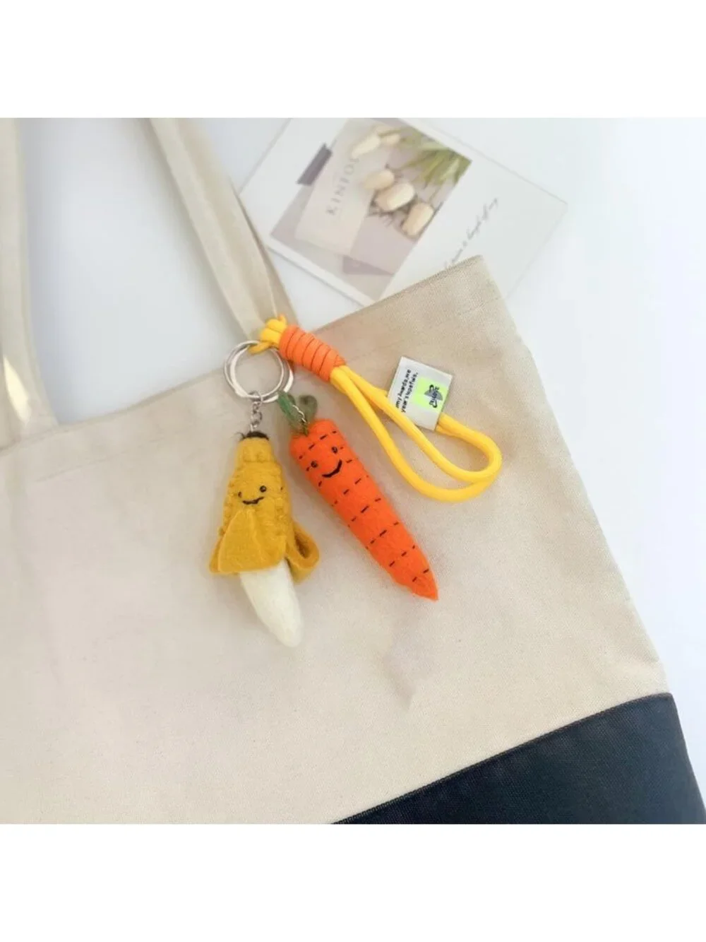 Adorable Handmade Wool Felt Keychain - 16 Cute Fruit & Veggie Bag Charms